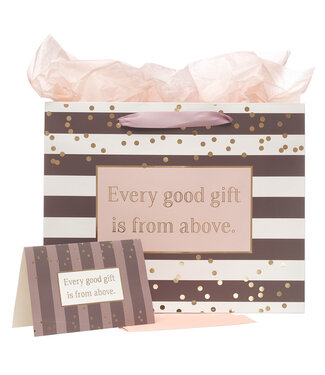 Christian Art Gifts Every Good Gift Large Gift Bag Set with Card and Tissue Paper - James 1:17