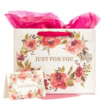 Christian Art Gifts Just For You - Large Gift Bag Set in Cream with Card and Tissue Paper