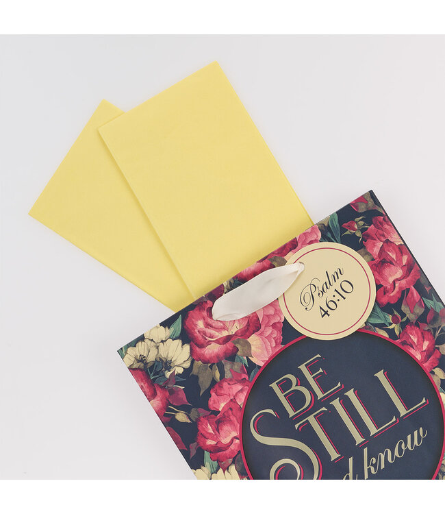 Be Still Vintage Floral Medium Gift Bag – Psalm 46:10