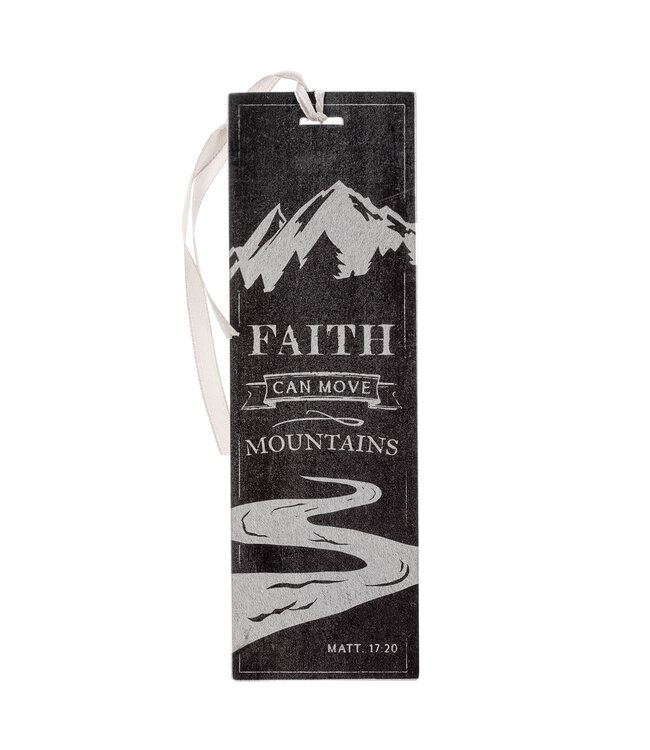 Faith Can Move Mountains Gray Multi-Layered Premium Bookmark - Matthew 17:20