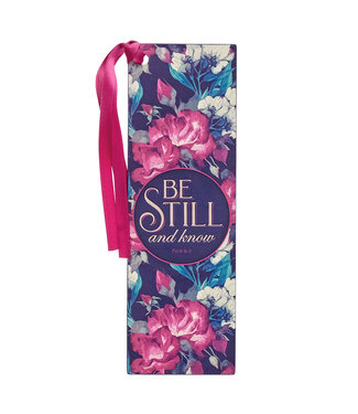 Christian Art Gifts Be Still Vintage Floral Faux Leather Bookmark - Psalm 46:10