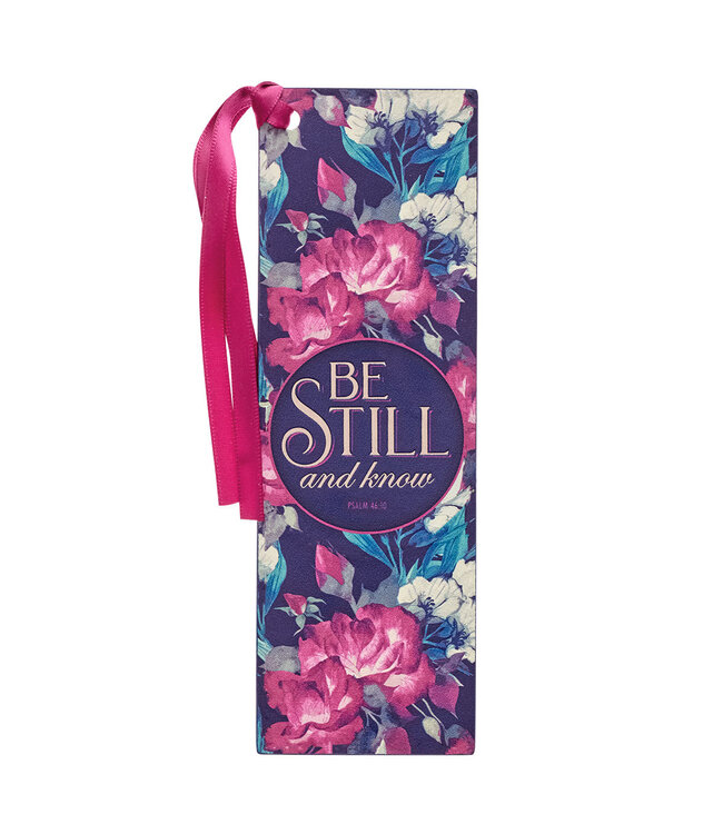 Be Still Vintage Floral Faux Leather Bookmark - Psalm 46:10