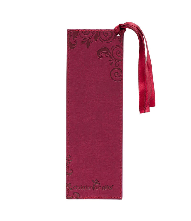His Grace is Enough Faux Leather Bookmark in Pink Plums - 2 Corinthians 12:9