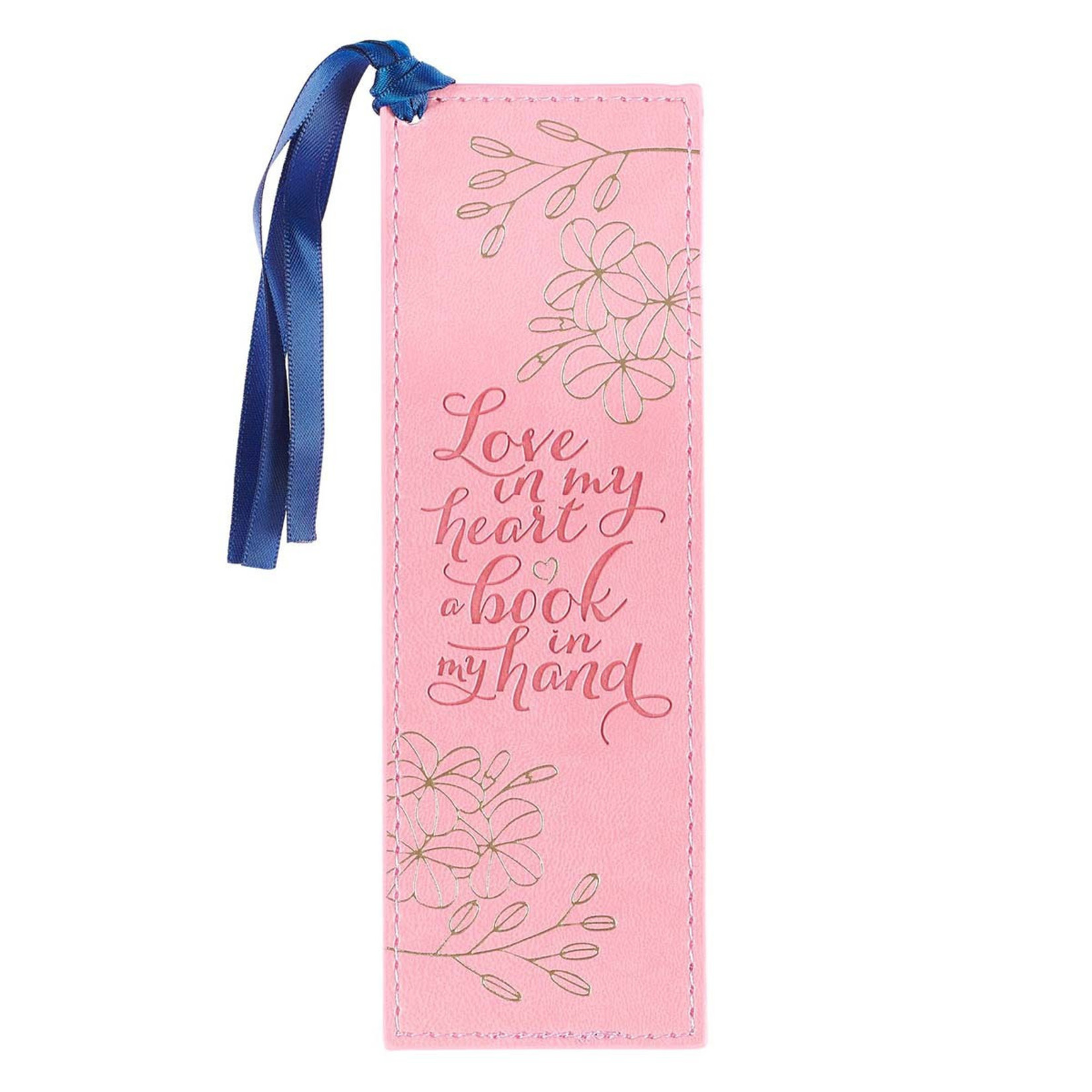 Christian Art Gifts Love in My Heart Pink Faux Leather Bookmark