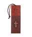 John 3:16 Collection Two-Tone Brown Faux Leather Bookmark With Cross