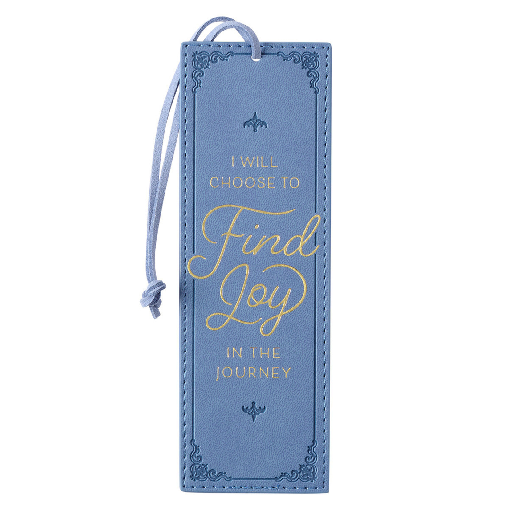 Christian Art Gifts Find Joy in the Journey Blue Faux Leather Bookmark