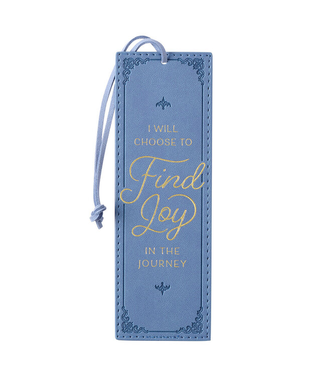 Find Joy in the Journey Blue Faux Leather Bookmark