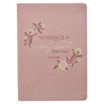 Christian Art Gifts Sufficient Grace Pearlescent Dusty Rose Faux Leather Classic Journal - 2 Corinthians 12:9