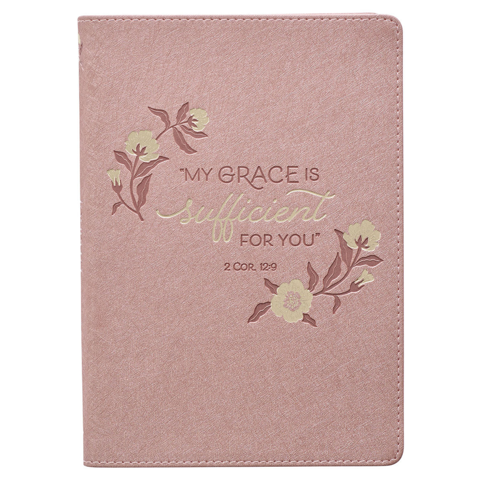 Christian Art Gifts Sufficient Grace Pearlescent Dusty Rose Faux Leather Classic Journal - 2 Corinthians 12:9