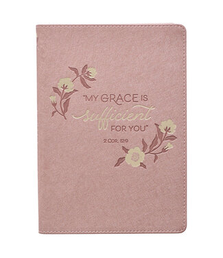 Christian Art Gifts Sufficient Grace Pearlescent Dusty Rose Faux Leather Classic Journal - 2 Corinthians 12:9