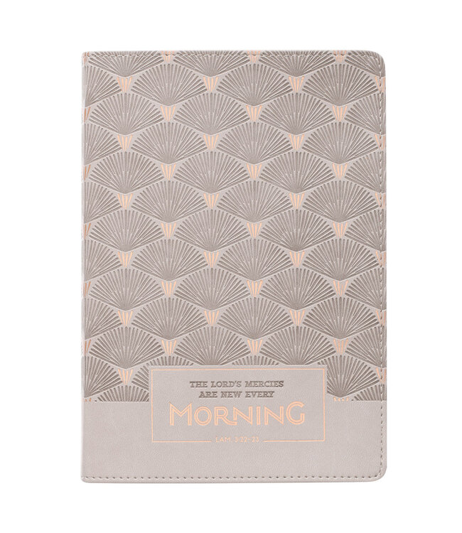 Every Morning Light Gray Faux Leather Classic Journal - Lamentations 3:22-23