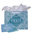 Teal Paisley God's Grace Large Landscape Gift Bag Set with Card