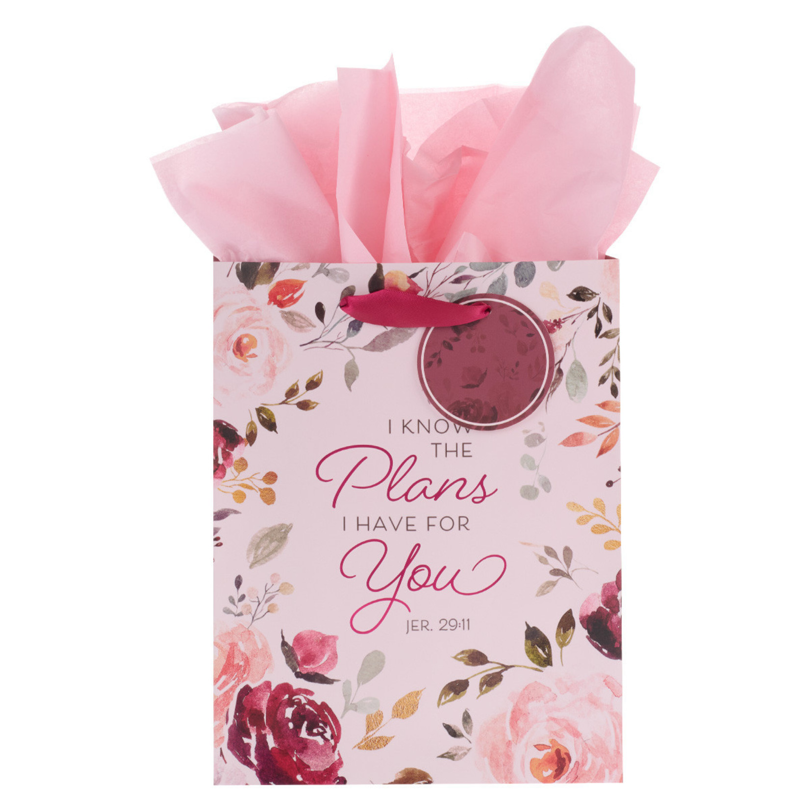 Christian Art Gifts The Plans I Have for You Plum Floral Medium Gift Bag – Jeremiah 29:11