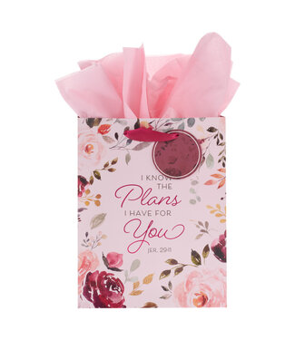 Christian Art Gifts The Plans I Have for You Plum Floral Medium Gift Bag – Jeremiah 29:11