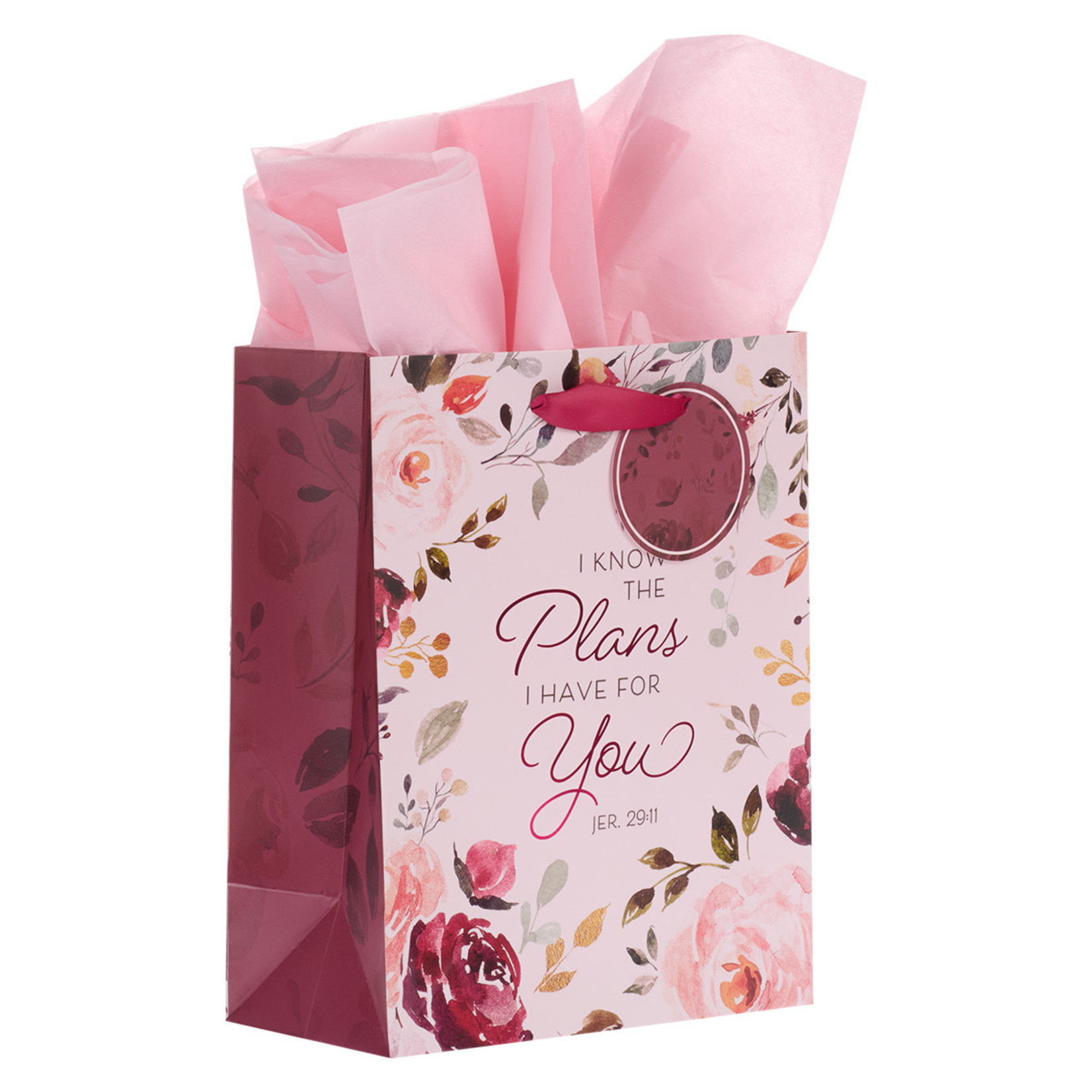 Christian Art Gifts The Plans I Have for You Plum Floral Medium Gift Bag – Jeremiah 29:11