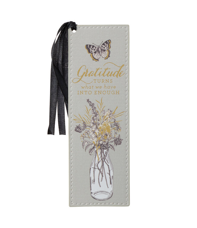 Garden Notes Gray Faux Leather Bookmark