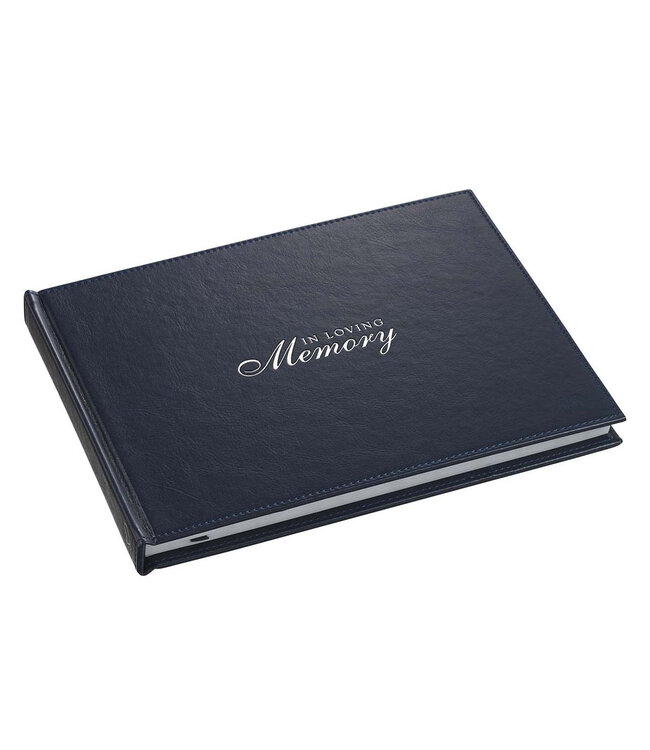 In Loving Memory Navy Faux Leather Medium Guest Book