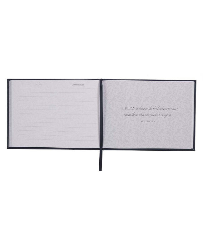 In Loving Memory Navy Faux Leather Medium Guest Book