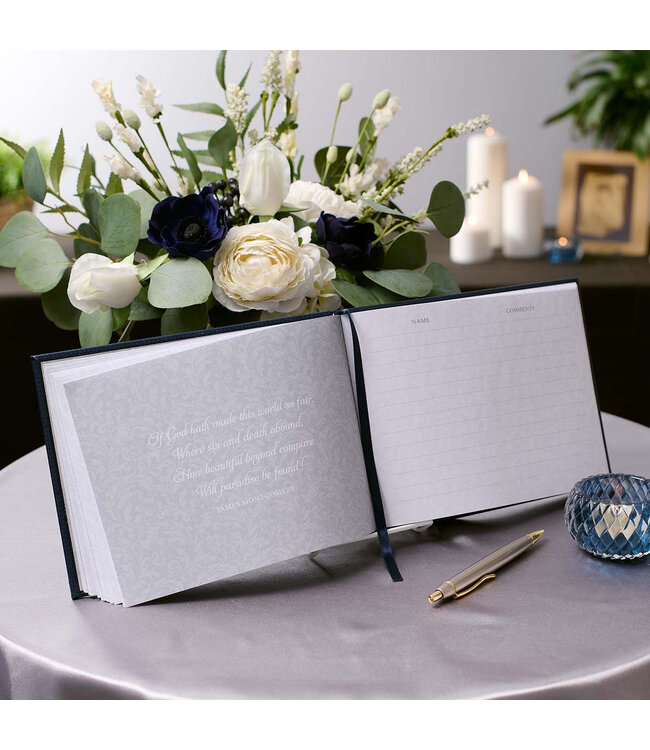 In Loving Memory Navy Faux Leather Medium Guest Book