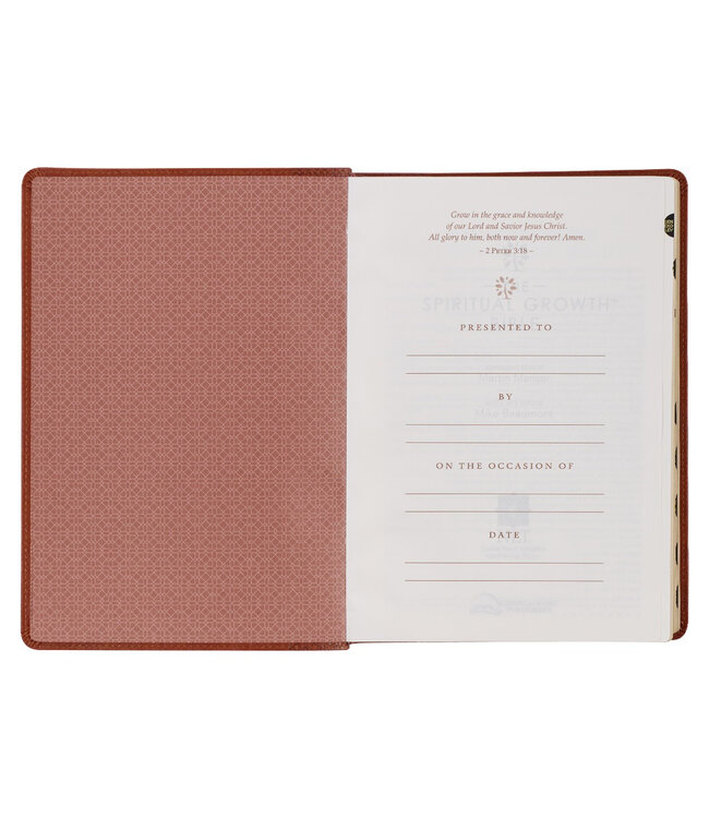 Saddle Tan Faux Leather Spiritual Growth Bible