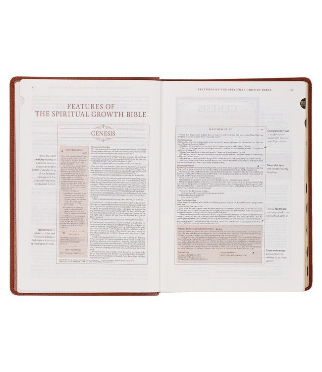 Saddle Tan Faux Leather Spiritual Growth Bible