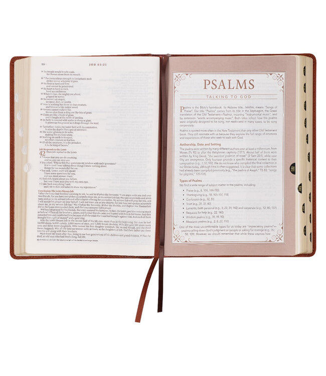 Saddle Tan Faux Leather Spiritual Growth Bible