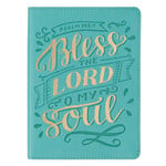 Christian Art Gifts Bless the LORD Teal Handy-Sized Faux Leather Journal - Psalm 103:4