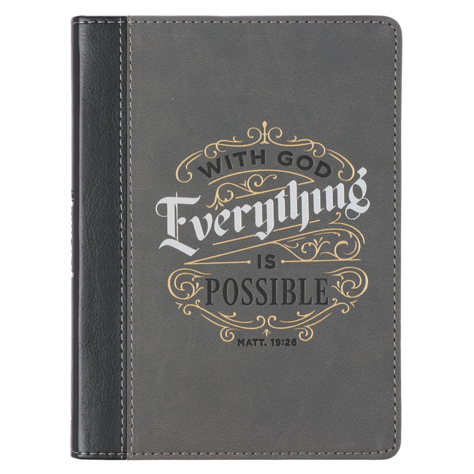 Christian Art Gifts With God Everything is Possible Faux Leather Handy-Sized Journal - Matthew 19:26