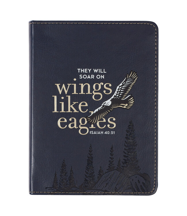 Wings Like Eagles Navy Blue Handy-sized Faux Leather Journal - Isaiah 40:31