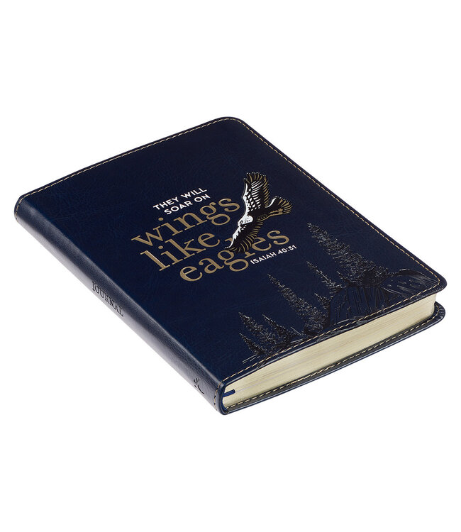 Wings Like Eagles Navy Blue Handy-sized Faux Leather Journal - Isaiah 40:31