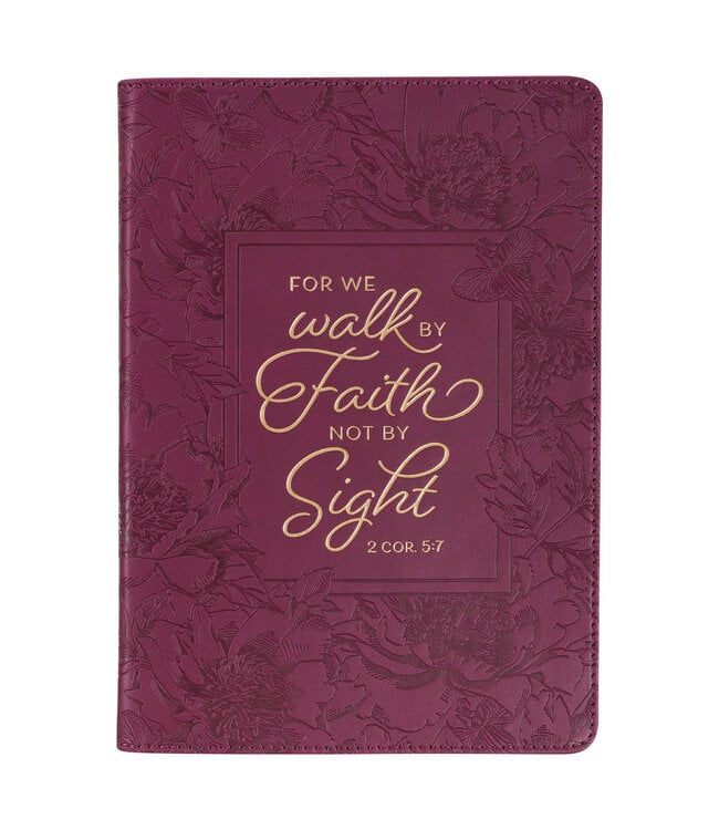 Walk by Faith Floral Berry Faux Leather Classic Journal - 2 Corinthians 5:7