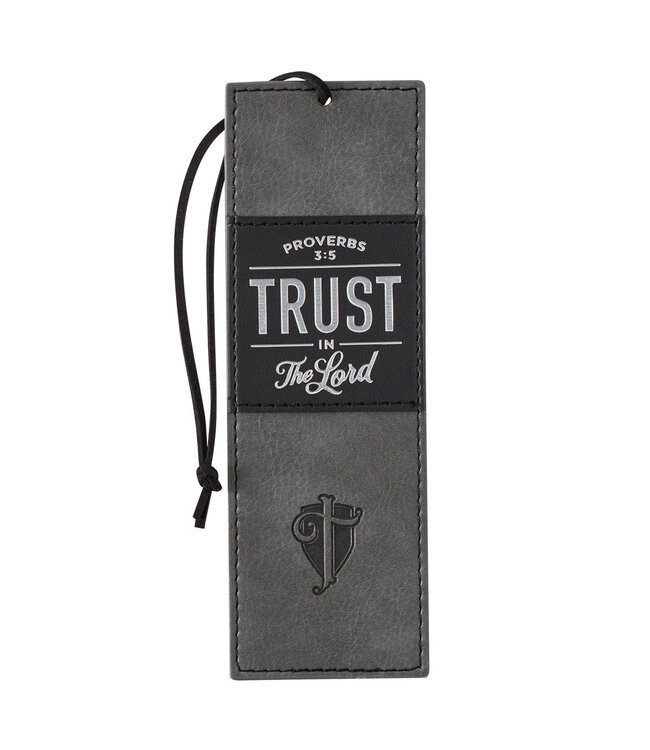 Trust in the LORD Gray and Black Faux Leather Boomark - Proverbs 3:5