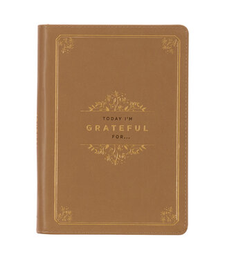 Christian Art Gifts Grateful Butterscotch Faux Leather Classic Journal with Zipper Closure