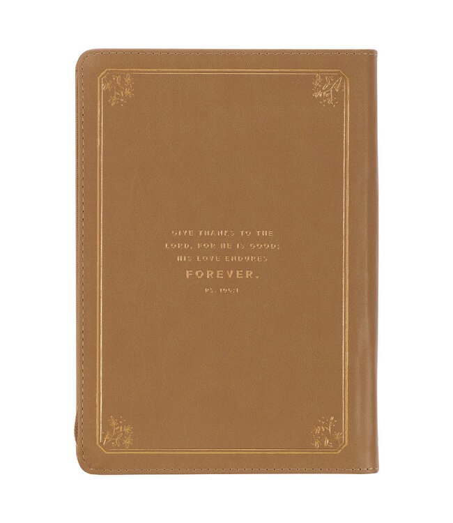 Grateful Butterscotch Faux Leather Classic Journal with Zipper Closure | 仿皮拉鍊封口日記本
