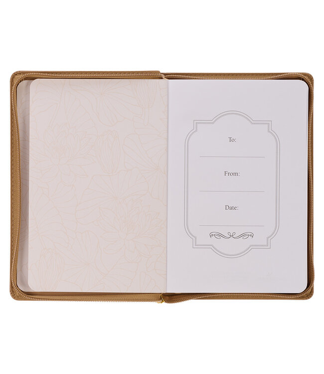 Grateful Butterscotch Faux Leather Classic Journal with Zipper Closure | 仿皮拉鍊封口日記本