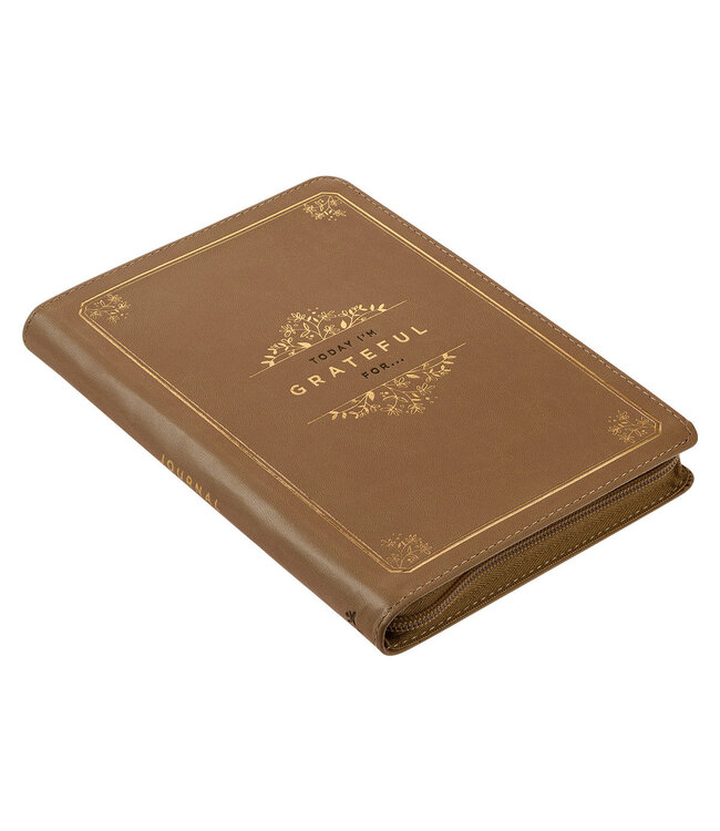 Grateful Butterscotch Faux Leather Classic Journal with Zipper Closure | 仿皮拉鍊封口日記本