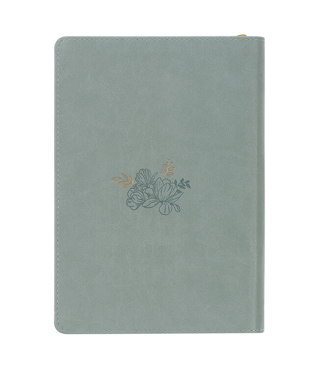 Walk By Faith Teal Floral Faux Leather Classic Journal with Zippered Closure - 2 Corinthians 5:7 | 仿皮拉鍊封口日記本