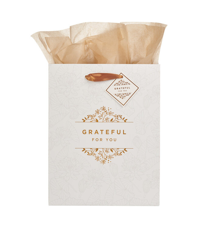 Grateful For You White Medium Gift Bag