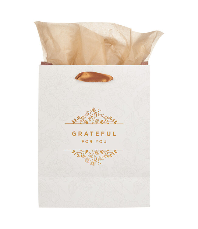 Grateful For You White Medium Gift Bag