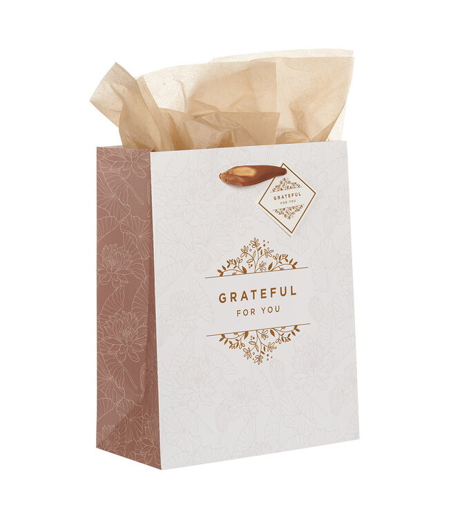 Grateful For You White Medium Gift Bag
