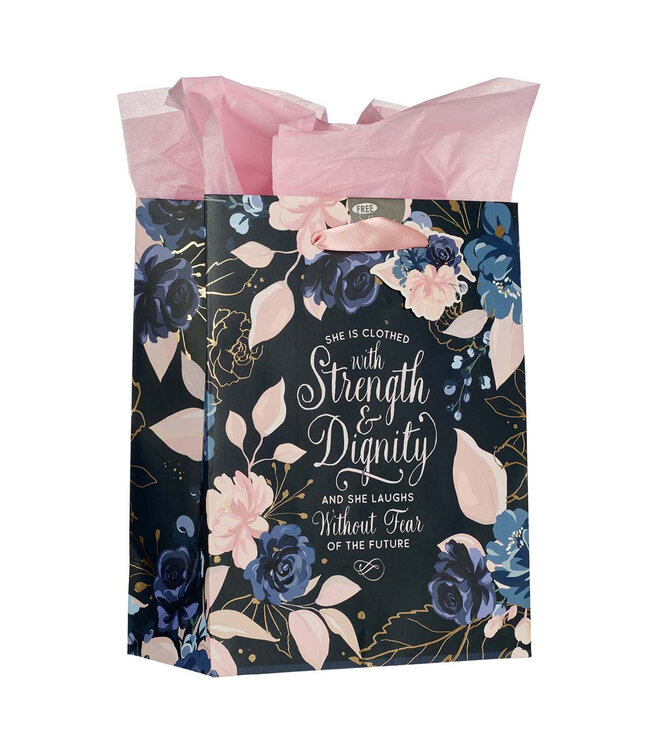 Blue Roses Strength and Dignity Medium Gift Bag - Proverbs 31:25