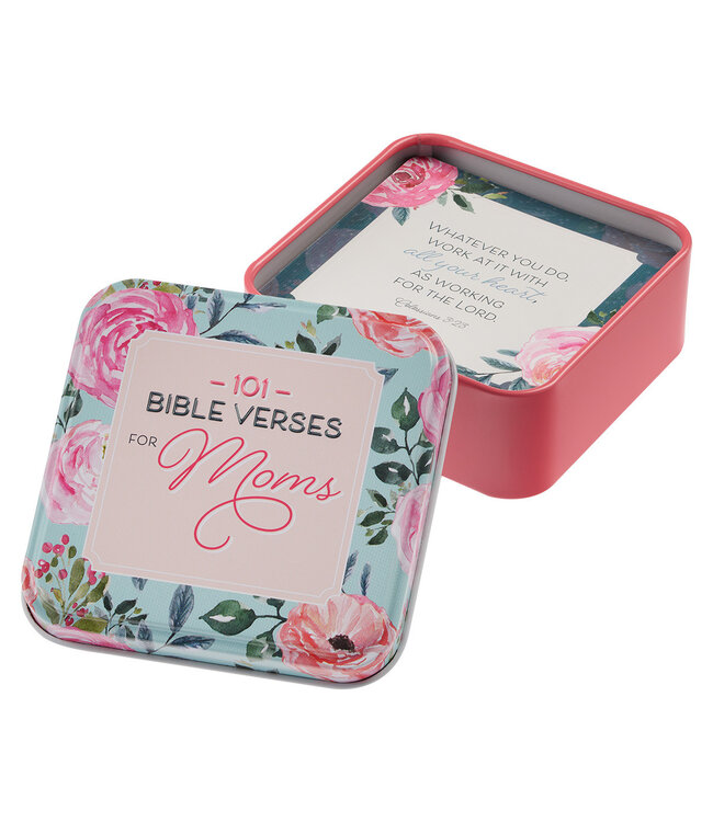 金屬盒金句卡 - 101 Bible Verses For Moms Coral Pink Scripture Cards in a Tin
