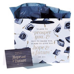 Christian Art Gifts Hope & a Future Large Blue Gift Bag Set for Graduates with Card and Envelope - Jeremiah 29:11