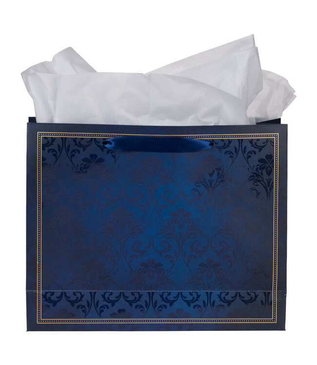 I Know The Plans Blue Floral Trellis Large Landscape Gift Bag with Card - Jeremiah 29:11