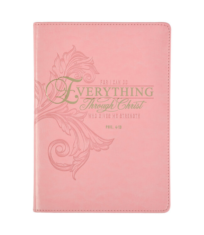 Through Christ Fluted Iris Pink Faux Leather Classic Journal - Philippians 4:13