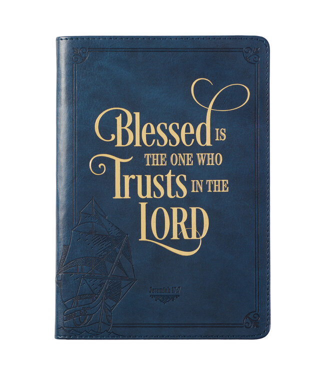 Blessed Is The One Navy Faux Leather Classic Journal - Jeremiah 17:7