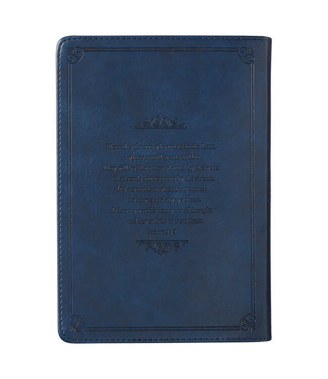 Blessed Is The One Navy Faux Leather Classic Journal - Jeremiah 17:7