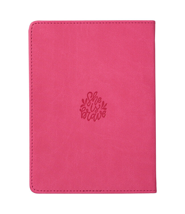 She is Brave Pink Faux Leather Handy-size Journal