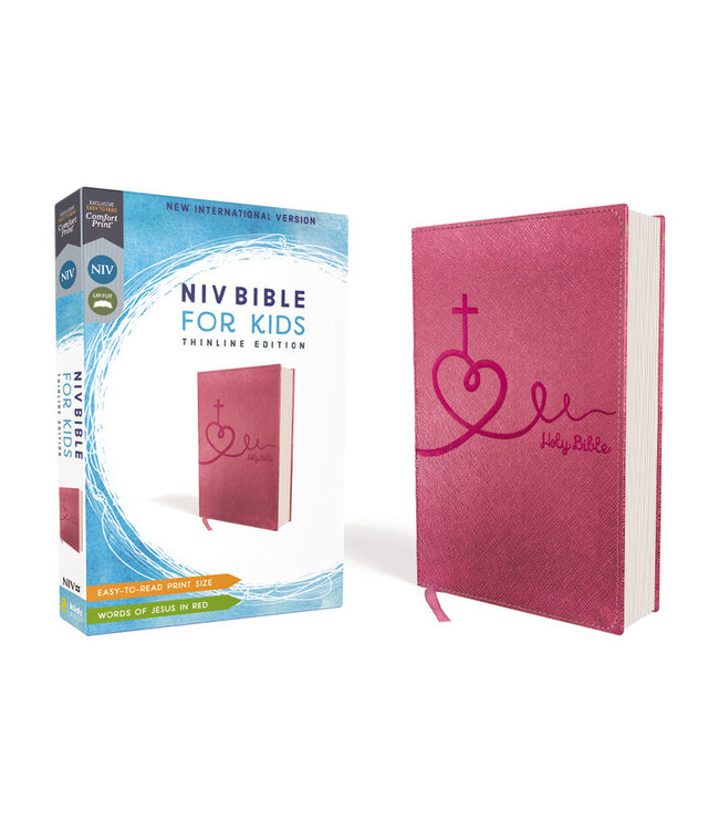 NIV, Bible for Kids, Leathersoft, Pink, Red Letter, Comfort Print Thinline Edition