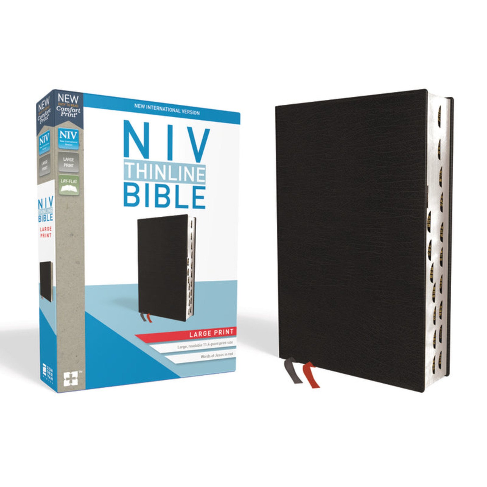 Zondervan NIV, Thinline Bible, Large Print, Red Letter Edition, Comfort Print, Black Bonded Leather Large Print